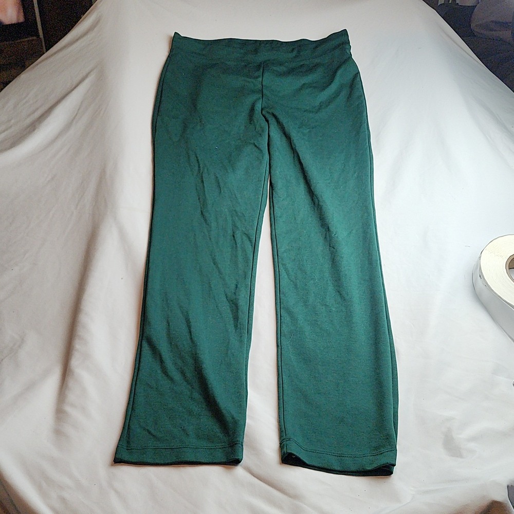 Choices Wide-Leg Yoga Pants Polyester Rayon Forest Green Women's Size Medium